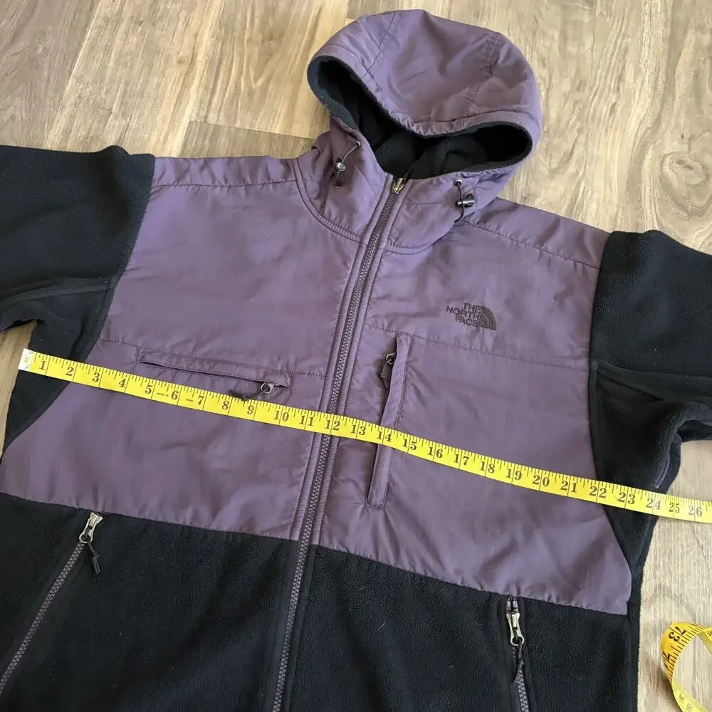 Vintage The North Face Hooded Denali Jacket Men's Size L Purple Black Fleece